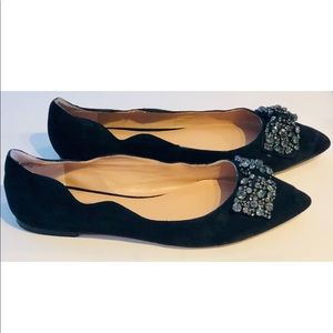 Audrey Brooke Black Jeweled Bow Flats